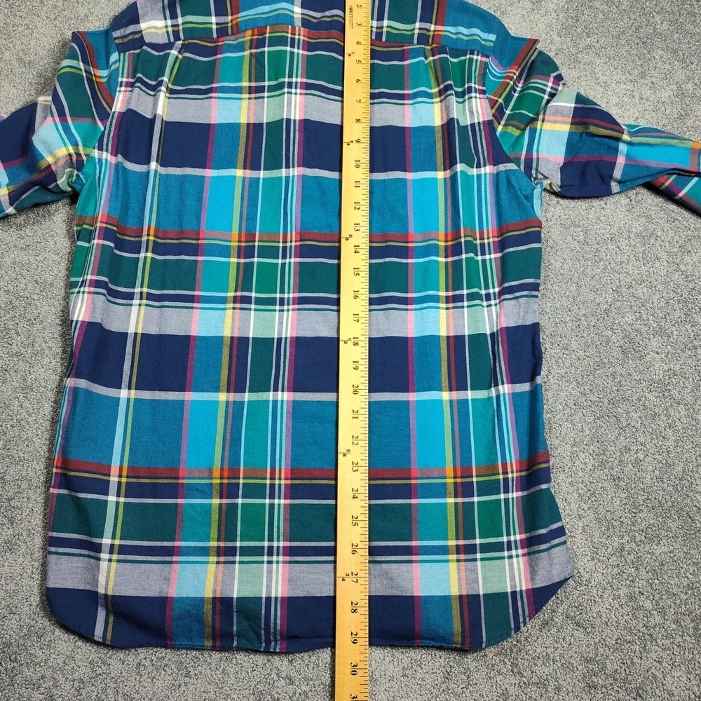 J Crew Button Down Shirt Mens M Slim Fit Summer Plaid Blue Multi 44917 Excellent